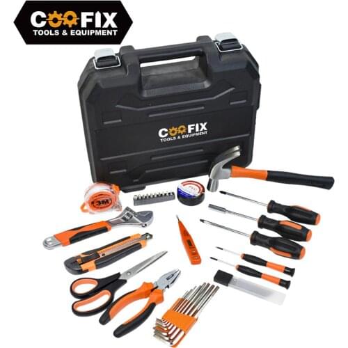 COOFIX New Hand Tool Kits General DIY Household Repair Tool with Plastic Toolbox Storage Case Socket Wrench Screwdriver Knife