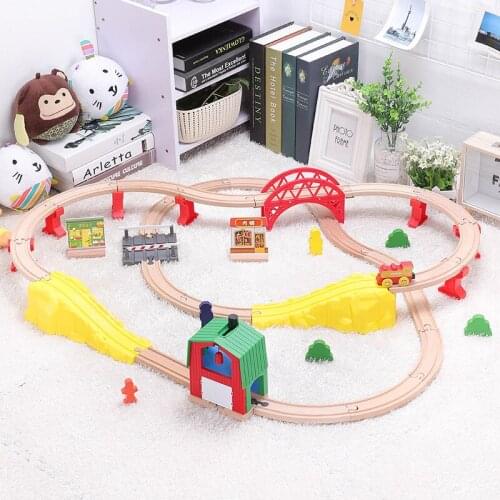 Wooden Railway Compatible Brand Wooden Track Ring Track Circular Orbit Assemble Accessories Puzzle Track Set Toys for Children