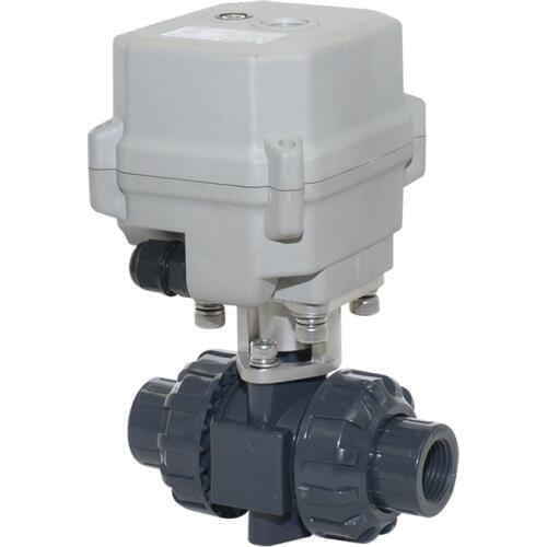 UPVC 1/2''-2'' BSP/NPT 2 Way Motorized Ball Valve 110-230VAC DN15-DN50 Full Bore Electric Actuator Valve With Manual Override