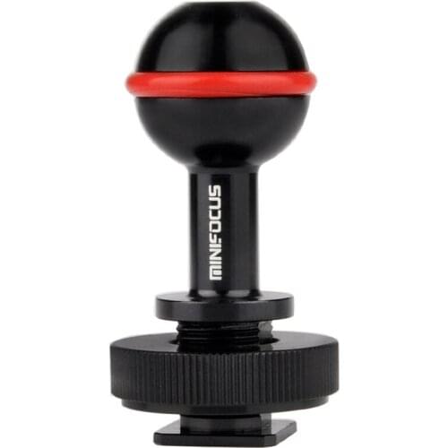 ELOS-Diving Cold Shoe 1 Inch Ball Mount Head Base Adapter Connector For Underwater Camera Waterproof Housings Case Video/Flash/S