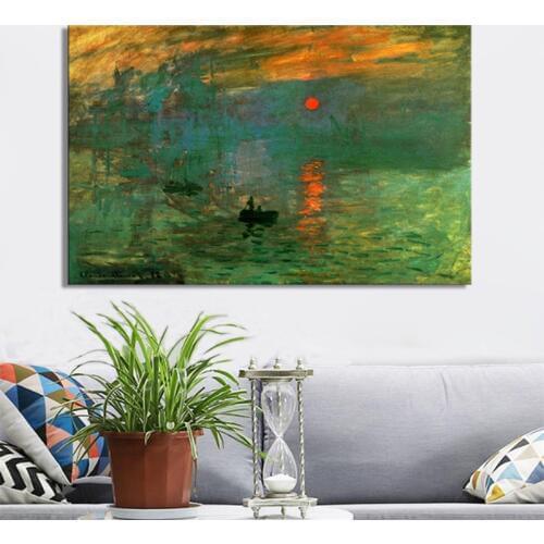 Claude Monets Impression Sunrise Posters and Prints on Canvas Wall Art Painting Classic Famous Painting for Living Room Decor