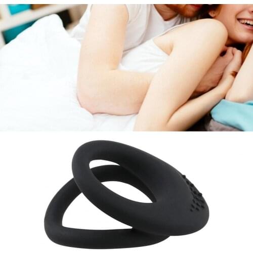 OLO Male Ejaculation Penis Ring Double-Ring Manual Retractable Body Massage Silicone Lock Cock Rings Adults Sex Product