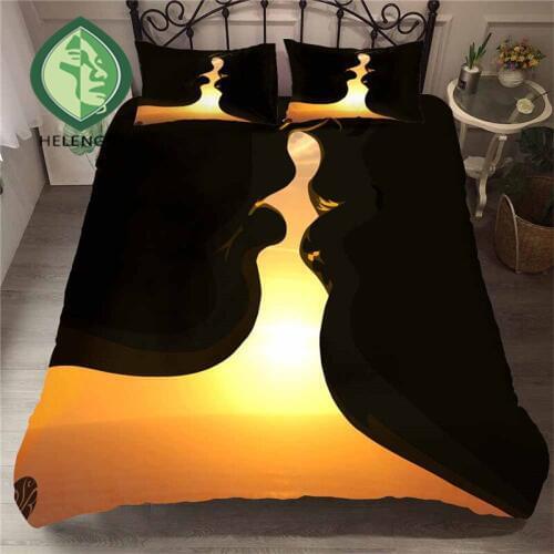 HELENGILI 3D Bedding Set Kiss Lips Mouth Print Duvet Cover Set Lifelike Bedclothes with Pillowcase Bed Set Home Textiles #ZUI-19