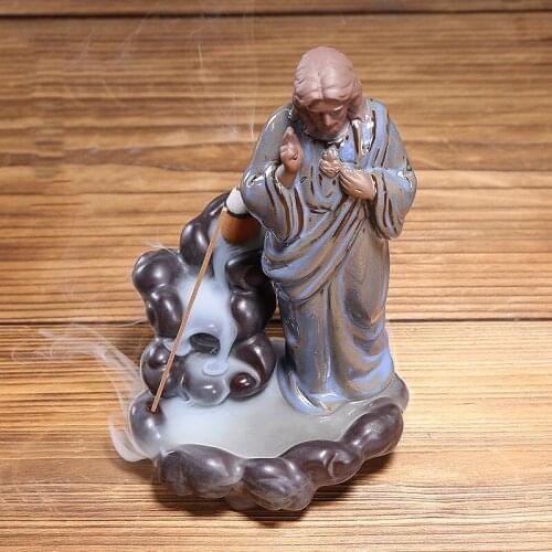 Creatives Incense Burners Jesus Virgin Backflow Home Decoration Censer Religious Figurine For Home Ornament ALI88