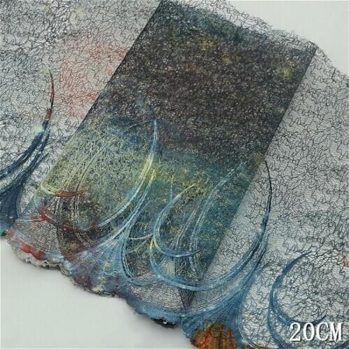 20cm Wide Color Printed Mesh Embroidery Nice Lace Fabric DIY Trend 2021 Skirt Dress Cheongsam Base Coat Soft Sewing Material