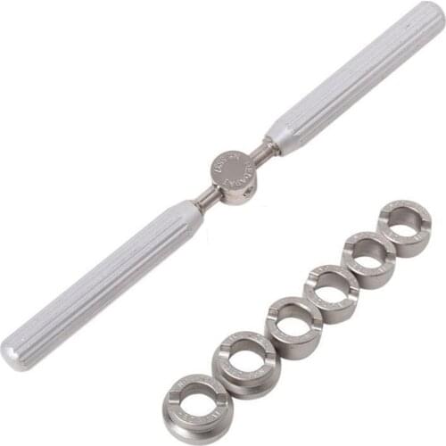 Metal Back Case Wrench Opener Watchmaker Watch Repair Tool With 6pcs grooved dies For RLX & Tudor