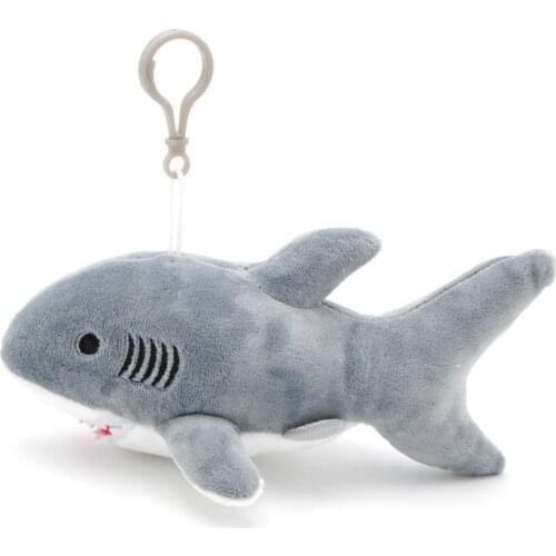 Cute Cartoon Shark Plush Toy Pendant Super Soft Stuffed Doll Pendant with Metal Keychain