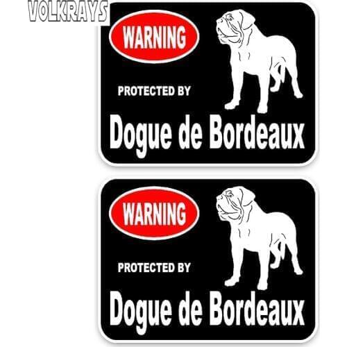 Volkrays 2 X Fashion Car Sticker Dogue De Bordeaux Dog Accessories Reflective Sunscreen High Quality Animal PVC Decal,10cm*14cm