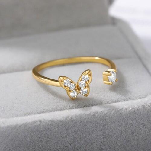 Fashion Butterfly Shaped Finger Rings For Women Luxury Ring 2020 Trend Silver Color Accessorie Jewelry Korean Knucle Rings