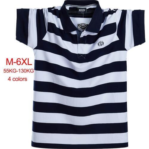 Men Polo Shirt Summer Stripe Cotton Short Sleeve Polo shirt Men Business Casual Cool Male Polo Shirt Lapel Collar Brand M-6XL