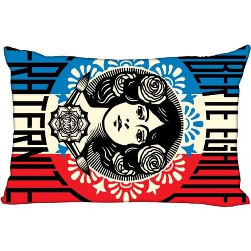 ShunQian Shepard Fairey Pillowcase 45x35cm(One Side) Decorative Rectangle Zipper 3D Print Pillowcase Satin Fabric Pillow Cover