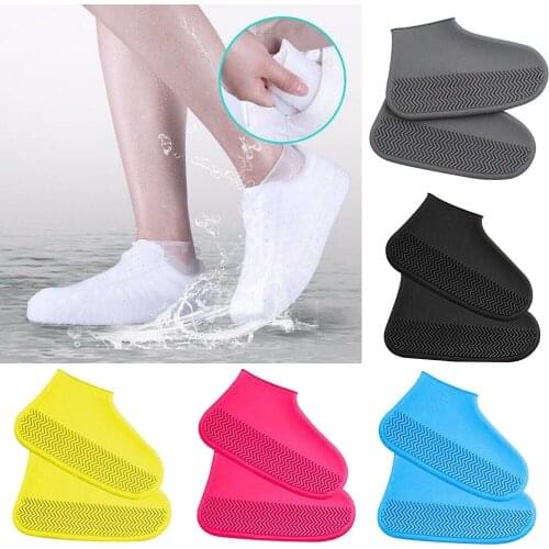 1 Pair Reusable Silicone Shoe Cover S/M/L Waterproof Rain Shoes Covers Outdoor Camping Slip-resistant Rubber Rain Boot Overshoes