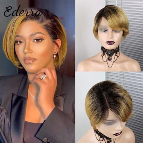 Short Pixie Cut Wig Human Hair Wig Bob Straight Human Hair Wigs For Black Women 13*1 Front Lace Wig Straight Bob Wig