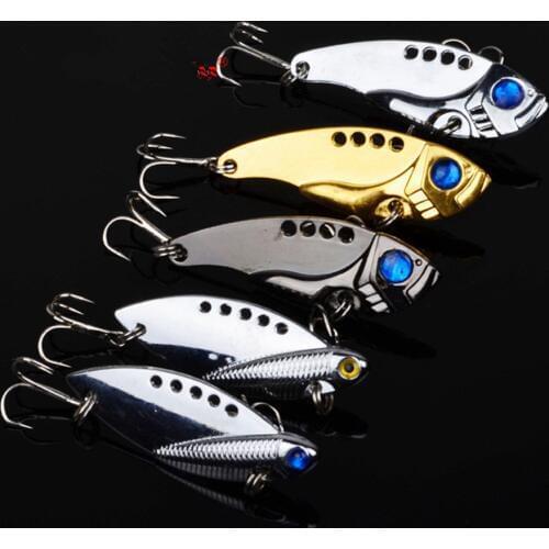 1 Pcs Metal VIB Lures 5cm 11g Vivid Vibrations Spoon Lure Fishing Bait Bass Artificial Hard Bait Cicada Lure VIB Bait 3D Eyes