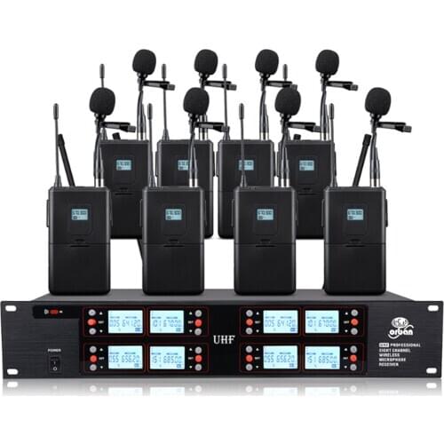 Professional UHF wireless microphone 8 channel lavalier condenser microphone school church lecture microphone wireless