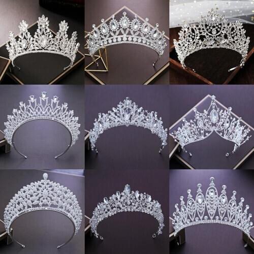 Wedding Crown Hair Jewelry Bridal Headpiece Women Baroque Bride Party Crowns Wedding Hair Accessories Rhinestones Crystal Tiaras