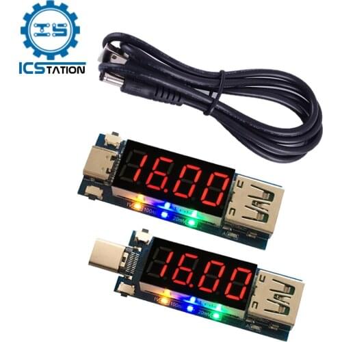 5A Type-C PD Decoy Module PD2.0 PD3.0 Quick Charge Trigger Module LED Digital Display Voltmeter Ammeter Test Instrument