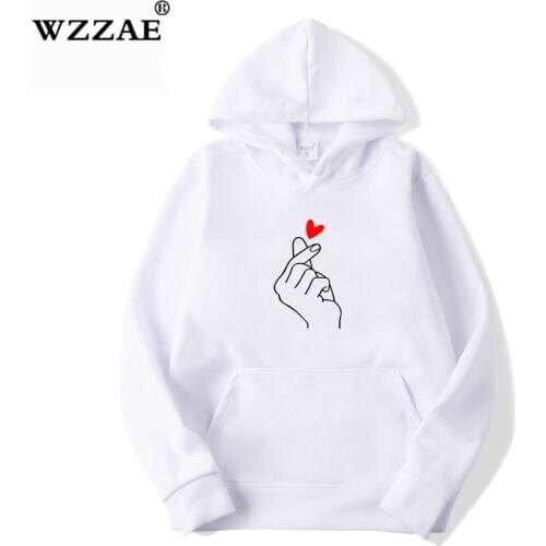 Harajuku Unisex Hoodies Sweatshirt Pullover Tops Autumn Winter Women Men Unisex Heart Printed Hooded Casual Long-sleeved Coat