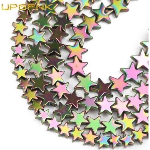 UPGFNK New Green Star Hematite Natural Stone 4/6/8/10mm Spacer Loose Beads For Jewelry Making DIY earrings Bracelet Findings