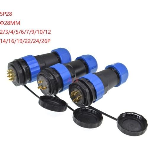 SP28 IP68 waterproof connector male plug & female socket 2/3/4/5/6/7/8/9 pin panel Mount wire cable connector aviation plug