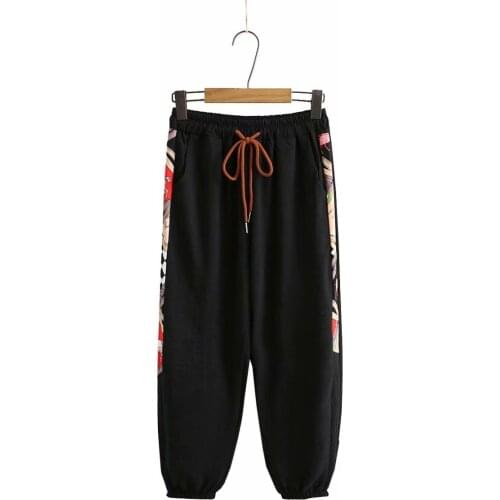 Plus size pants with high waist 2021 fashion white black side stripe pants summer woman Casual Women trousers