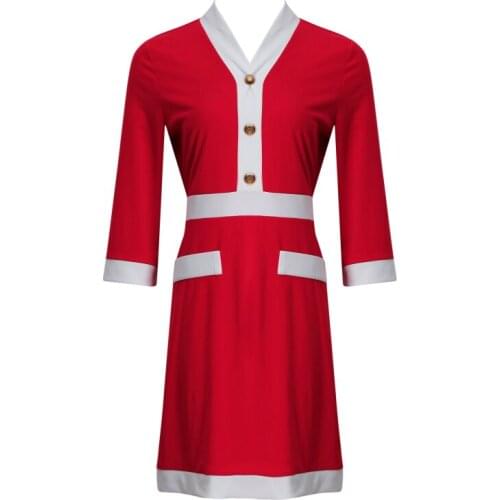 Women Solid Popular Ladies Dresses Fashion Half Sleeve Dress Fancy Christmas Theme Costume Cosplay Outfit Waistbelt 2021 New