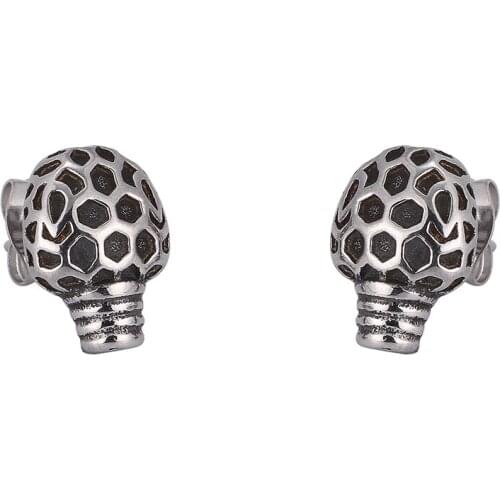 Fashion Stainless Steel Bulb Shape Stud Earrings for Women Gift Geometric Punk Female Ear Jewelry Retro Accessories PD0791