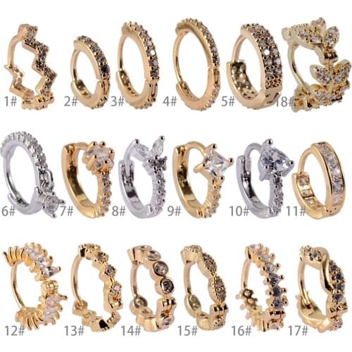 1Pc Cz Cartilage Nose Clicker Hoop Rings Earring For Women Fashion Helix Tragus Daith Conch Rook Snug Lobe Ear Piercing Jewelry