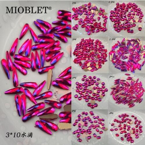 10pc Glitter Red AB Flatback Nail Rhinestones Crystal Gems DIY 3D Heart Oval Rhombus Marquise Diamond Stones Nail Art Decoration