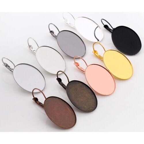 10x14mm 13x18mm 18x25mm 10pcs Classic 9 Colors French Lever Back Earrings Blank/Base,Fit Oval glass cabochons;Earring bezels