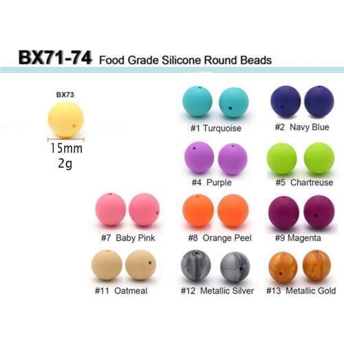 40Pcs Pearl Silicone Beads 15mm Silicone Teether DIY Bead Food Grade Silicone Beads Making Baby Teething Nursing Necklace Beads
