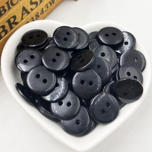 50 pcs Black New 13mm 2 holes Plastic Button/Sewing lots Mix-Free Shipping PT269
