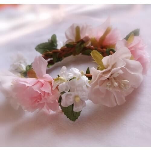 Pet Accessories Dog Necklace Cat Handmade Pet garland pink head flower cat teddy simulation flower headdress