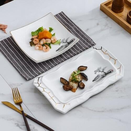 White Phnom Penh Ceramic Dinner Plate Restaurant Hotel Tray Service Sushi Plate Fruit Salad Plate Table Decoration