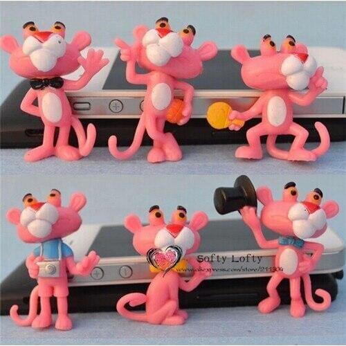 Free Shipping The Leopard mini figures 6pcs/lot cute pan model collection party supply pink car decoration kids gifts