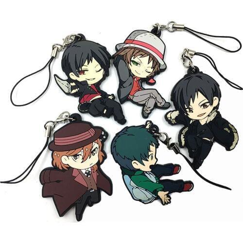 5PCS/LOT Japanese anime figure Durarara!! rubber Silicone mobile phone charms/keychain