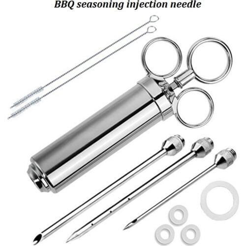 Grill 2-oz Marinade Seasoning Injector Turkey Meat Injectors Stainless Steel Cooking Syringe Injection with 3 Needles