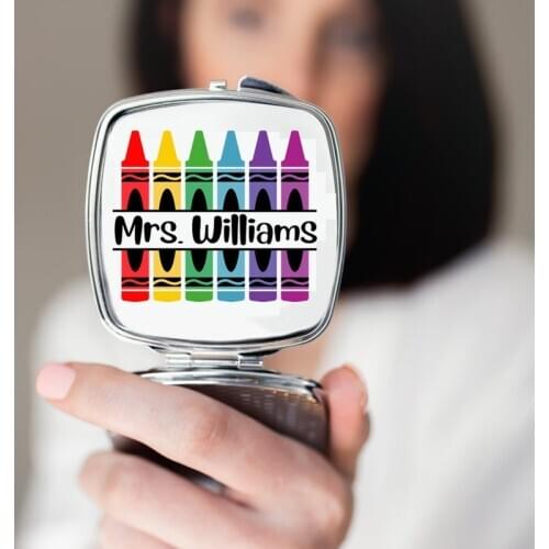 Customize Name compact mirror back to school graduation birthday Teachers' Day Christmas new Year Music Art science teacher Gift