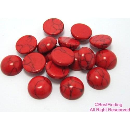 Red turquoise cabochon Round stone flat back 6mm 8mm 10mm 12mm