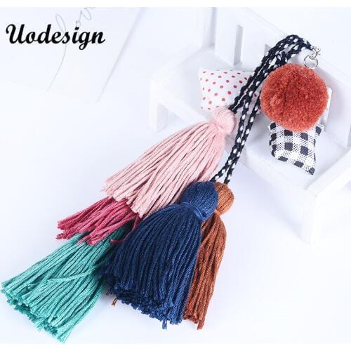 Colorful Boho Pom Pom Key Chain Bag Accessories Tassel Bag Purse Rainbow Charm Keychain jewelry