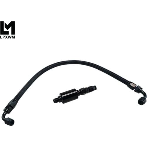 LPXWM- BLACK Tucked Fuel line fittings Kit Inline Filter for Honda Civic 96-00 EK QT18