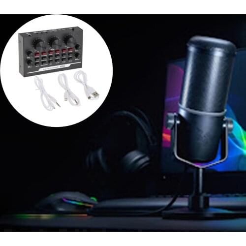 Mini V8II Live Sound Card BT Accompaniment Audio Mixer for Laptop Plug and Play