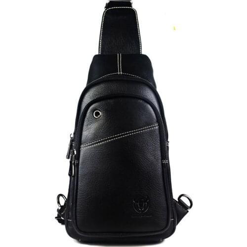 Leather mens Korean style trendy top layer cowhide single shoulder messenger business casual sports large-capacity backpack