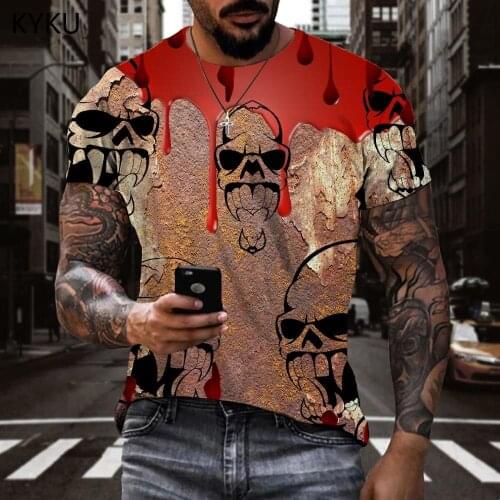 KYKU Brand Halloween T-shirt Men Blood T-shirts 3d Hip Hop Funny T shirts Party Shirt Print Short Sleeve Hip hop Casual Tops