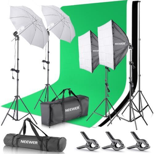 Neewer 2.6Mx3M/8.5ftx10ft Background Support System+800W 5500K Umbrellas Softbox Lighting Kit for Photo Studio Product/Portrait