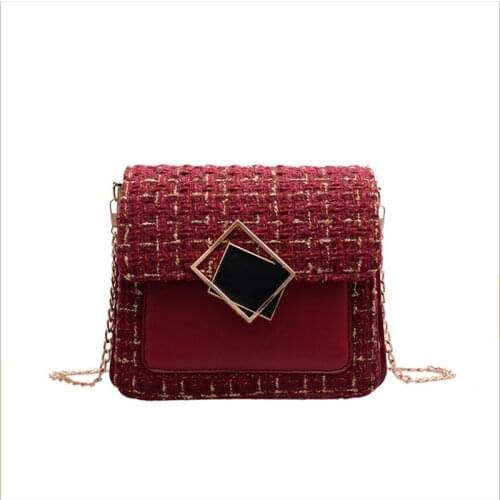 2020 new fashion womens leather bag spring and autumn crossbar shoulder bag check small square bag Nizi versatile chain foreign