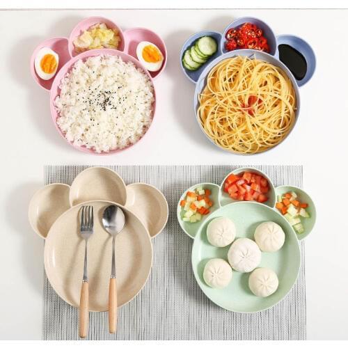 New Baby Infant Cute Cartoon Mouse Shape Feeding Plate Fruit Snack Dishes Kids Children Tableware Set
