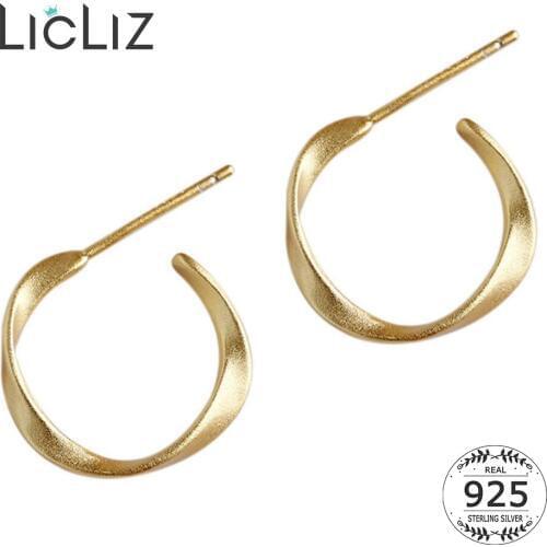 LicLiz New Open Mobius Loop 925 Sterling Silver Drop Earrings for Women New Geometric Twisted Earrings Jewelry Hoops LE0522