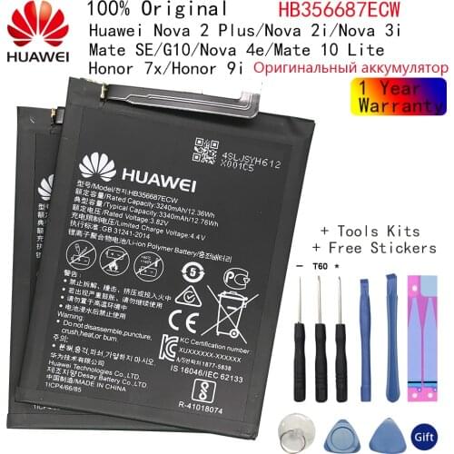Hua Wei Original Phone Battery HB356687ECW For Huawei Nova 2 plus Nova 2i G10 Mate 10 Lite Huawei Honor 7X Replacement Batteries