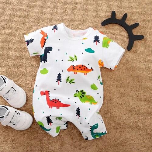 Prowow Cartoon Baby Dinosaur Costume For Newborn Baby Boy Girls Overall Summer Infant Romper Funny Babies Jumpsuits Short Sleeve